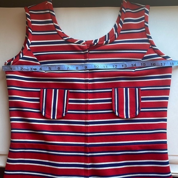 VTG Retro Jumpsuit Med Red 60s 70s Revival Coastal Nautical Mid-Mod - Picture 14 of 15